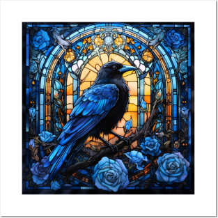 Raven On A Stained Glass Posters and Art